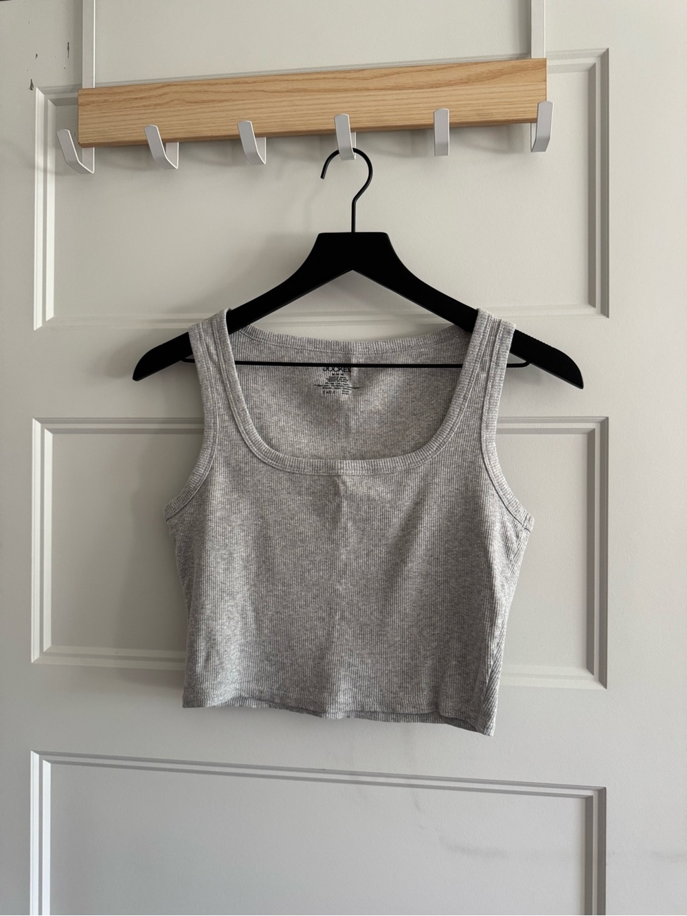 Jockey Gray Ribbed Square-Neck Crop Tank